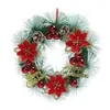 Dekorative Blumenkränze 30 cm Frohe Weihnachten Kranz Rote Tür Wandbehang Dekorationen Ornament Künstliche Rattan Tannenzapfen Blume Girlande