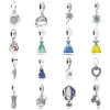 925 silver beads charms fit pandora charm Princess Mermaid Bead Love Heart Blue Turquoise Crysta