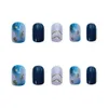 Unghie finte 24 pezzi Scatola dolce corta rotonda Testa quadrata Nail art Copertura completa Staccabile Ballerina finta artificiale Press on Tips 230425