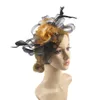 Hot selling bride mesh headwear flower hair accessories feather headwear
