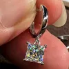 Dingle örhängen 18k vita guld kvinnor släpp clip hoop moissanite diamanter 1 2 karat prinsessan fyrkantig bröllop fest engagemang årsdag