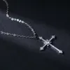 Pendanthalsband 1st Imitation White Gold Necklace Ladies Cold Wind Full Of Diamonds Star Shining Cross Pendant Jewelry 230425