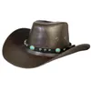 Berretti 50JB Cappello da cowboy in pelle PU Donna Uomo Festa di Natale tibetana Banchetto americano per adulti