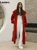 Mélanges de laine pour femmes Lautaro hiver long chaud élégant Chic élégant double face mélanges manteau pour femmes avec capuche ceintures luxe laine pardessus 231124