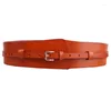 Belts Western Cow Leather Wide Pin Buckle Women Cummerbund 5 Colours Fashion Thin Belt Can USE Alone With Dress Down Coat