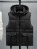 Gilets pour hommes hommes à capuche noir coréen mode épaissir sans manches veste rembourrée décontracté mâle manteau automne hiver chaud cargo gilet