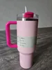 1pc New Quencher H2.0 40oz Stainless Steel Flamingo Tumblers Cups With Silicone Handle Lid and Straw 2nd Generation Car Mugs Vacuum Insulated Water Bottles with logo