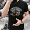 Designers de camisetas masculinas Summer Novo moda masculina de moda européia casual versátil redondo camiseta de algodão sedoso diamante quente manga curta