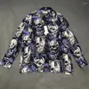 Men's Casual Shirts High Quality Full Print WACKO MARIA Skull Tattoo Hawaiian Long Sleeve Oversize Hip Hop Men Couple