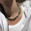 Kedjor malachite pärlor halsband för kvinnor grön naturlig ädelsten sommar bohemia yttre banker smycken 2023
