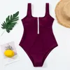 Women's Swimwear Zipper One Piece Plus Size Swimsuits For Women Monokini 2023 Printed Beachwear Sexy Bodysuits Backless Bathing Suit XL