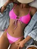 Swim wear Sexy Plain Bikini Swimsuit Woman 2023 Swimwear Lace Up Swimming for Woman Bathing Suits Thong Bikinis Sets 2 Pieces Beach Wear AA230425