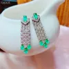 Stud Natural Emerald Jewelry 925 Sterling Silver Created Green Gemstone Dangle Earrings Ring for Women's Gift 231124