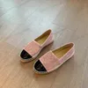 Luxury Espadrilles Classic Casual Shoes Cap Toe Printemps pour femmes Summer plage plate à moitié pantoufles Femme en cuir Mandons pêcheur toile