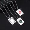 Pendant Necklaces Dog Tag Necklace Cute Mahjong Zhong Fa Bai Enamel Letter Choker Jewelry Hip Hop Gift For Friends Accessory