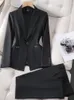 Damskie garnitury Blazers Dams Blazer and Pant Suit Formalny zielony fioletowy niebieski czarny solidny kurtka damska kurtka preska żeńska praca biznesowa noszenie 2 -częściowy zestaw 230426