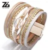 Charm Bracelets ZG Fashion Lederarmband für Frauen Retro Charms Imitation Pearl Bransoletki Damskie Bangle Female Jewelry