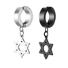 Dangle Oorbellen Vintage Hip Hop RVS Hexagram Hoop Huggie Earring voor dames Heren Gepersonaliseerde Cross Clip On