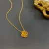 Klavertje vier Luxe Designer JewelryV Verdikte Plating K Gold Rose Klavertje vier ketting Vrouwelijke charme Kleurrijke Tijgeroog Steen Botketting