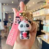 INS Panda Keychain Cute Cartoon PVC Doll Bag Pendant Car Keyring