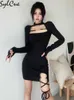 Party Dresses Sexy Mature Feminine Glamour Tight Stretch Cool Sweet Babes Women's Long Sleeve Knit Dress Party Queen Street 230322