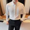 Men's Casual Shirts 4XL-M High-end Luxury Leopard Print Long-sleeved Shirt Trendy Slim-fit Business Dress For Men
