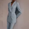 Damskie garnitury Blazers Blue Suit for Women Blazer and Pant Suit Office Dam Business Work Nurku