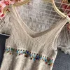 Camisoles Tanks Hollow crochet flowers crop tops sexy V neck knitted camis for women off shoulder omighty slim fit camis fashion 230425