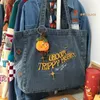 Abendtaschen Stickerei Casual Tote Umhängetaschen Canvas Jeans Messenger Bags Soft Student Große Kapazität Open Shopping Handtaschen für Frauen 230425