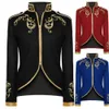 Mäns kostymer blazrar gyllene broderier King Prince Renaissance Medieval Men Custome Cosplay vuxen långärmad festjacka Outwear Coat 3XL 230425