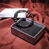 Strand Men Bracelets moda Tybetańska Budda Naturalna czakra lawa kamienna maleńka bransoletka drewniana do elastycznej wypolerowanej korek