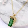 Pendant Necklaces Fashion Trend Green Gem Women And Man Gift Leopard Necklace Cubic Zirconia Chain Jewelry Accessories For Unisex