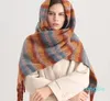 Bufandas de cachemira de invierno para mujer, pañuelo cálido, chales largos y abrigos, bufandas de cuello de Pashmina con estampado a cuadros a la moda