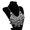 Ketting oorbellen set mode Egypte munt kleurrijke rinestone crystal statement voor vrouwen Turkse zigeuner partij jood