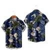 Camisas informales para hombre con botones para hombre y mujer, camisetas de verano con estampado de palmeras en 3D, camiseta de manga corta para calle al aire libre