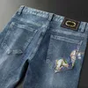 Projektant dżinsów męskich proste spodnie nóg duże hafty haftowe swobodne spodnie umyte mody wojny koni druk zamek błyskawiczny ACSS dżinsy dresowe 28-38 6SS6