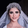 Tocados de cristal de lujo para novia, diadema de diamantes de imitación, Tiara para mujer, accesorios para el cabello de boda, joyería para banquete, tocado de corona