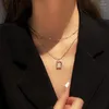 Ketens dubbele gelaagde ketting ins stijl klein nummer veelzijdige geometrische vierkante sleutelbeen ketting mode sieraden vrouw