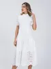 Casual Dresses Marwin Cotton Hollow Out Summer White Dress Women Holiday Perppy Casual High midje Ruffled Mini Dresses Aline Frills Vestido 230425