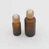 15ml 30ml frosted amber glass bottle dropper with bamboo cap 1oz wooden essential oil bottles 50ml Ggmek