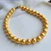 Halsband, 14 mm, goldenes, riesiges, natürliches Tiefsee-Muschelperlen-Halsketten-Armband-Set