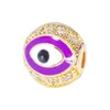 Hot Design Gold Plated Enameled 10mm CZ Copper Evil Eye Beads Charm for Jewelry Bracelet Making