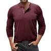 T-shirts pour hommes Automne et hiver Henley Chemise à manches longues Casual Bouton léger Coton Basic Raglan Veste en daim Hommes