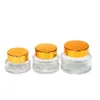 15g 30g 50g Amber Clear Cream Glass Jars Empty Container Refillable Cosmetic Bottle with White Inner Liners and Black Gold Lids Xckuw