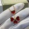 Four Leaf Clover Luxury Designer JewelryFour Flower Necklace V Gold Thickened Plated K Red Agate Heart White Fritillaria Pendant Collar Chain