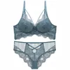 Ensembles de soutiens-gorge Cils Dentelle Bandage Mince Doublé Soutien-Gorge et Culotte Ensemble Sous-Vêtements avec Push Up Femmes Intimes Sexy Belle Lingerie Arrivées 230426