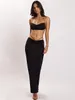 Two Piece Dress wsevypo Summer Women TwoPiece Skirt Suits Sexy Backless Halterneck Crop Tops with Bandage Wrapped Long Party Street Sets 230425