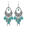 Boucles d'oreilles bohème pour femmes, Vintage, Turquoise, pompon, pendentif ethnique rétro, crochet d'oreille, bijoux de fête sur la plage, vente en gros