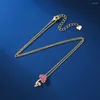 Ketens mode eenvoudige vintage sprankelende roze zirkonia champignon hanger ketting voor vrouwen