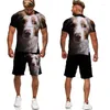 Мужские спортивные костюмы Rottweiler 3D Print Men Shorts Шорты Set Sportswear Справочный костюм Summer o Nece с коротким рукавом крутой одежду